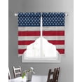 thumbnail image 3 of Wooden American Flag Swag Valances for Windows, Independence Day Star Striped Flag Rod Pocket Sheer Valances for Small Windows, Swag Toppers Light Filtering for Kitchen Living Room 2 Panels 36''x36'', 3 of 6