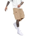 thumbnail image 2 of Zimjoy Men's Vintage Cargo Shorts Casual Classic Fit Twill Work Shorts Below Knee Shorts with Elastic Drawstring Adjustable Bottom, Khaki L, 2 of 4