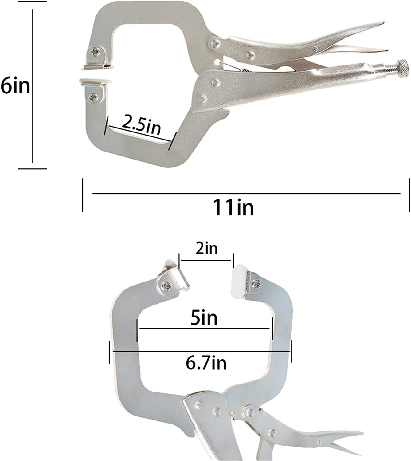 ALL-CARB 10 Pack 11 Inch Locking C-Clamp Adjustable Pliers, C-Pliers Welding Clamps Set with Swivel Pad Vise Jaws for Home & Workshop Use