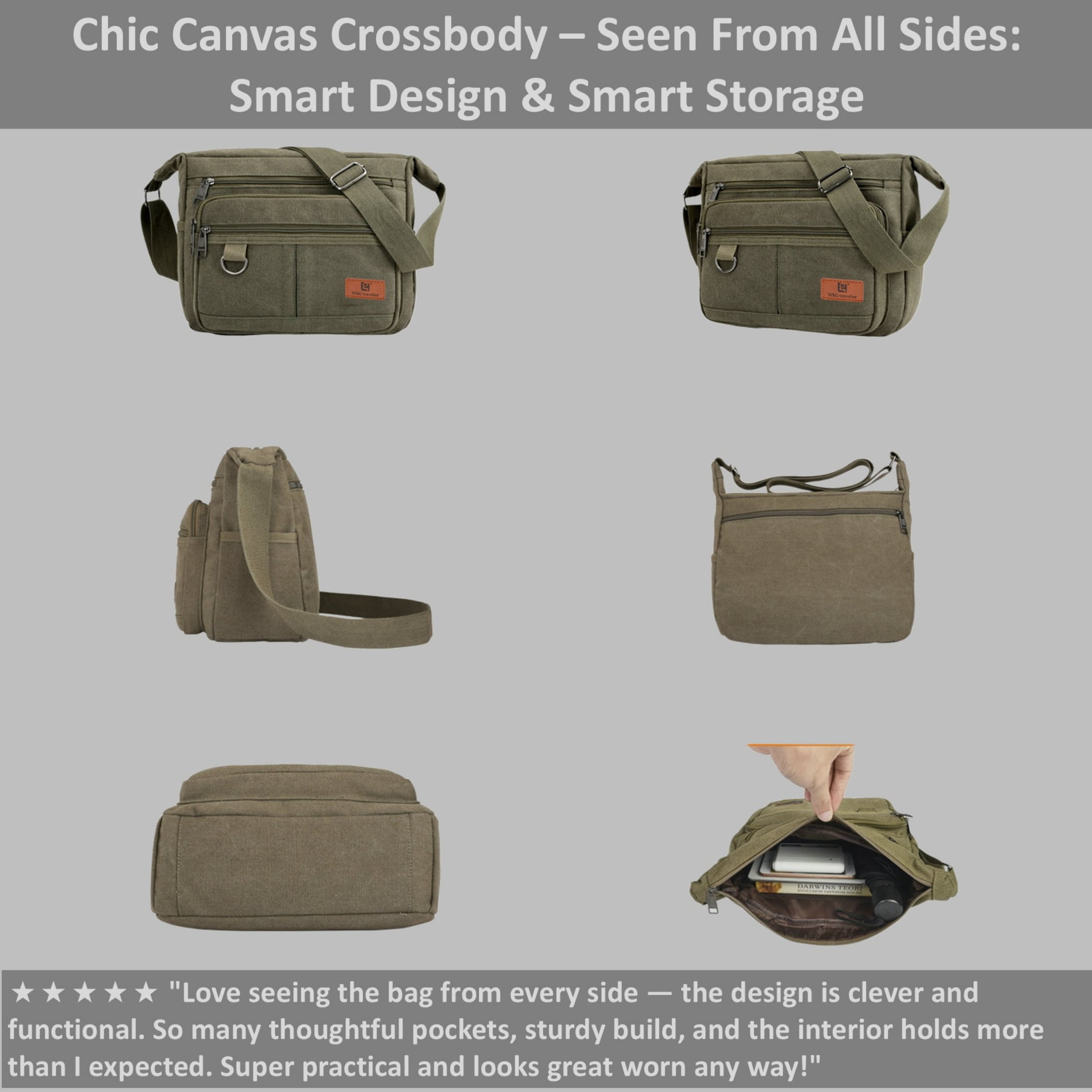 Crossbody Messenger Bag for iPad Pro 12.9 inches, Rfid Shoulder Purse w/Water Bottle Holders, 13 inch Laptop Briefcase, Built-in Wallet With AirTag Case Green