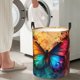 thumbnail image 5 of Balery Vibrant Rainbow Butterfly A Cesta de ropa redonda con asas, impermeable, independiente, para ropa, juguetes, dormitorio y familia-Medium, 5 of 6