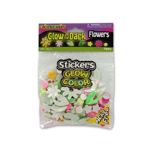 Glow In The Dark Flower Stickers 18 Count Walmart Com Walmart Com