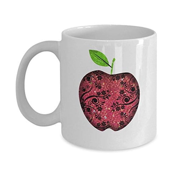 Apple-Themed 11 oz Coffee Mug - Perfect Gift for Teachers White Ceramic