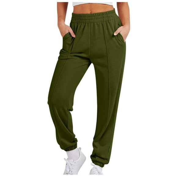 ALLLIST Pants for Women Elastic Waist Joggers Plain Green Knit Pants Teens Pants