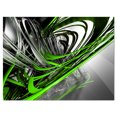 thumbnail image 2 of Fractal 3D Green Silver Stripes - Abstract Canvas Art Print, 2 of 3