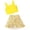 Yellow, variant on Toddler Girl 2 Piece Floral Print Outfits Solid Sleeveless Crop Tank Ruffle Hem Skirt Set Cute Summer Casual Wear