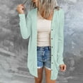 thumbnail image 3 of Manteau pour Femmes Automne Hiver Couleur Unie Mode Manteau Extérieur Manches Longues Tricoté Manteau Ouvert devant Cardigan Mi-Long Col Rond Trench Coat, 3 of 7