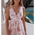 thumbnail image 3 of HAWEE Robe Décontractée à Col en V pour Femme, Été, Dos Nu, Imprimé Floral, Sans Manches, Robe Maxi pour Plage et Fête, 3 of 7