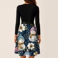 thumbnail image 5 of Christmas Dresses for Women Ladies' Christmas Printed Casual And Fashionable V-neck Long Sleeved Dress for Holiday Festive,Dark Blue,3XL, 5 of 7