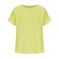 thumbnail image 5 of Summer Plus Size Shirts for Womens Fashion Solid Color Cotton And Linen Pleated Round Neck, 5 of 6