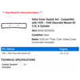 thumbnail image 2 of Valve Cover Gasket Set - Compatible with 1939 - 1940 Chevy Master 85 3.5L 6-Cylinder, 2 of 2