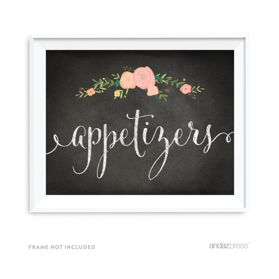 Appetizers Chalkboard & Floral Roses Wedding Party Signs