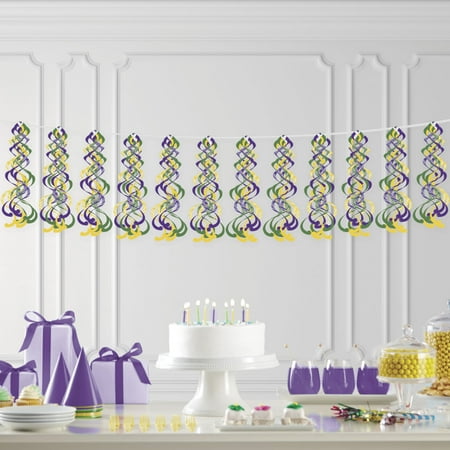 Way to Celebrate Purple, Gold and Green Curly Mardi Gras Banner Decoration 72" x 16.5", 1 ct