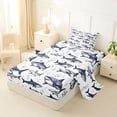 thumbnail image 2 of jejeloiu Ocean Sketch Shark Twin Sheets,Bubbly Ocean Background Bedding For Boys,Blue White,3pcs,1 Fitted Sheet and 1 Pillowcase, 2 of 6