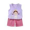 thumbnail image 2 of Cethrio Kids Girls Outfit Sets, Cotton Printed Sleeveless Shirts and Shorts Sets Purple Size 9-18 Months, 2 of 3