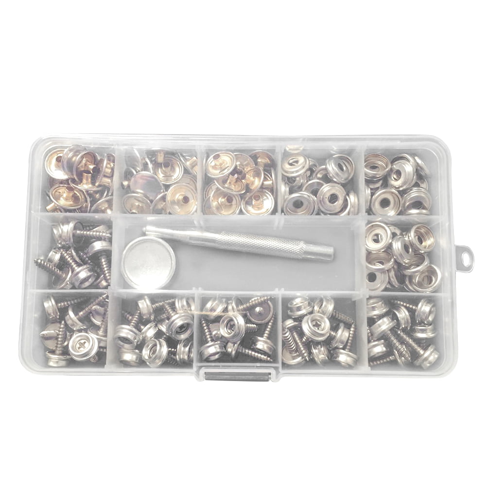 HOMEMAXS 150pcs Canvas Snap Kit Tool Metal Screws Snaps Marine Grade Stainless Steel Boat Cover Snaps