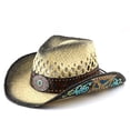 thumbnail image 2 of LILIYA Western Cowboy Hat for Women, Wide Brimmed Cowgirl Headwear with Decorative Band, Classic Western Felt Hat, Breathable Adjustable Sun Protection Headwear, 2 of 6