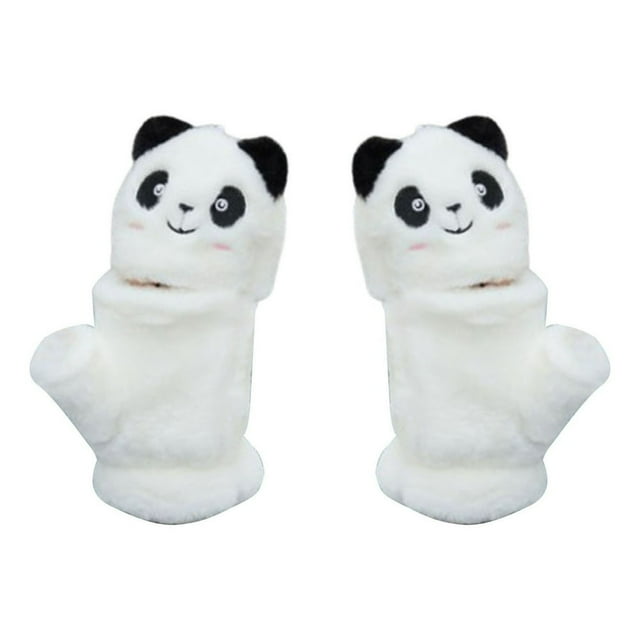 Gants d'Étudiant en Peluche Panda Dessin Animé Hiver Couverture Rabattable Gants Chauds pour Extérieur