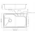 thumbnail image 4 of Stainless Steel Single Bowl Drop-In Kitchen Sink, 18-Gauge 304, 3-Hole, 33 x 22 x 8 in., 4 of 11
