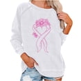 thumbnail image 2 of Wowcloth Women's Breast Cancer Ribbon Print Crew Neck Relaxed Fit Pullover Sweatshirt - No Hood Design for Casual Everyday Wear, 2 of 6