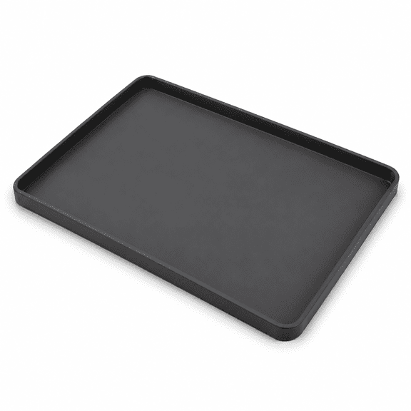 Waterproof Pet Feeding Mat with Raised Edge, Black Rubber Dog Cat Bowl Placemat 19x12 Inch, 1 Pack