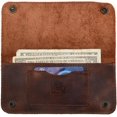 thumbnail image 4 of & Drink, Cartera de cuero con doble cierre, capacidad para hasta 3 tarjetas, además de billetes y monedas planos/estuche/bolsa/accesorios, hecha a mano, incluye garantía de 101 años (marrón bourbon), 4 of 4