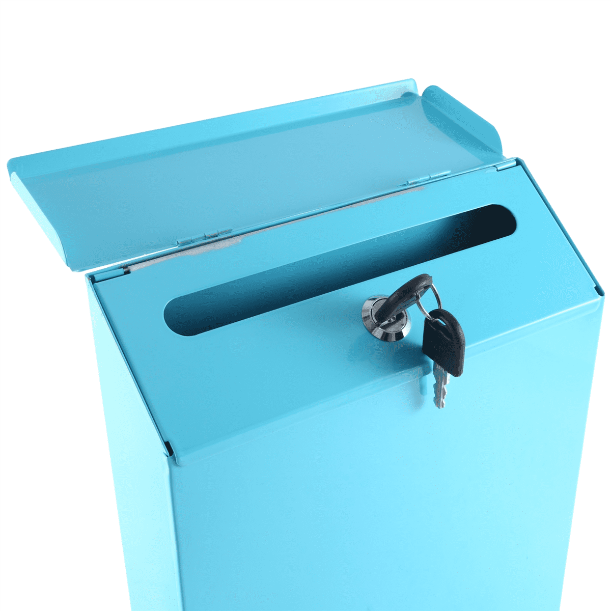 Wall-Mounted Mailbox Lockable Mailbox Wall Collection Box Farmhouse Mailbox with Key Suitable for Home Office Blue