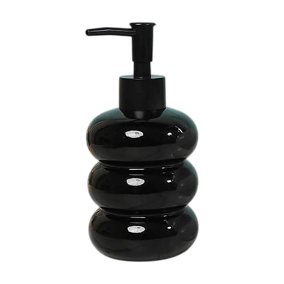Refillable Glass Hand Soap Dispenser, Premium pump bottle for body lotion shampoo kitchen use, stylish multiuse design for home travel,Black