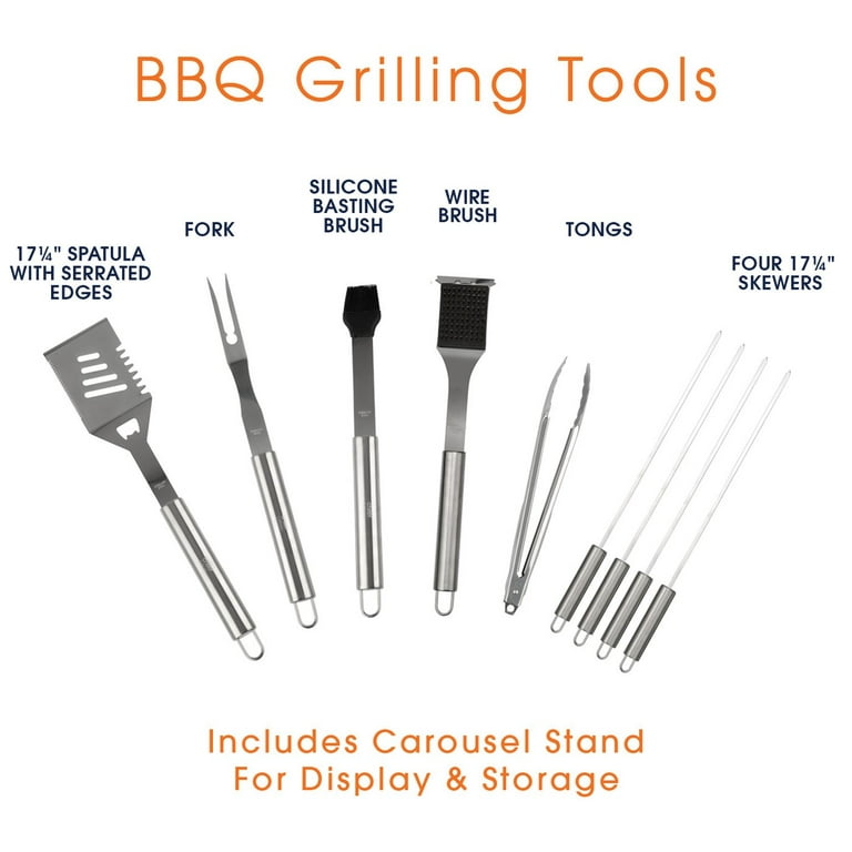Cheer Collection 10-piece Stainless Steel Bbq Grilling Utensil Set On  Carousel : Target