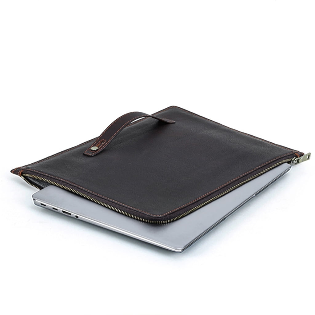 Jesscasday Genuine Leather Protective Case for 14inch Laptops Portable Zippers Closures