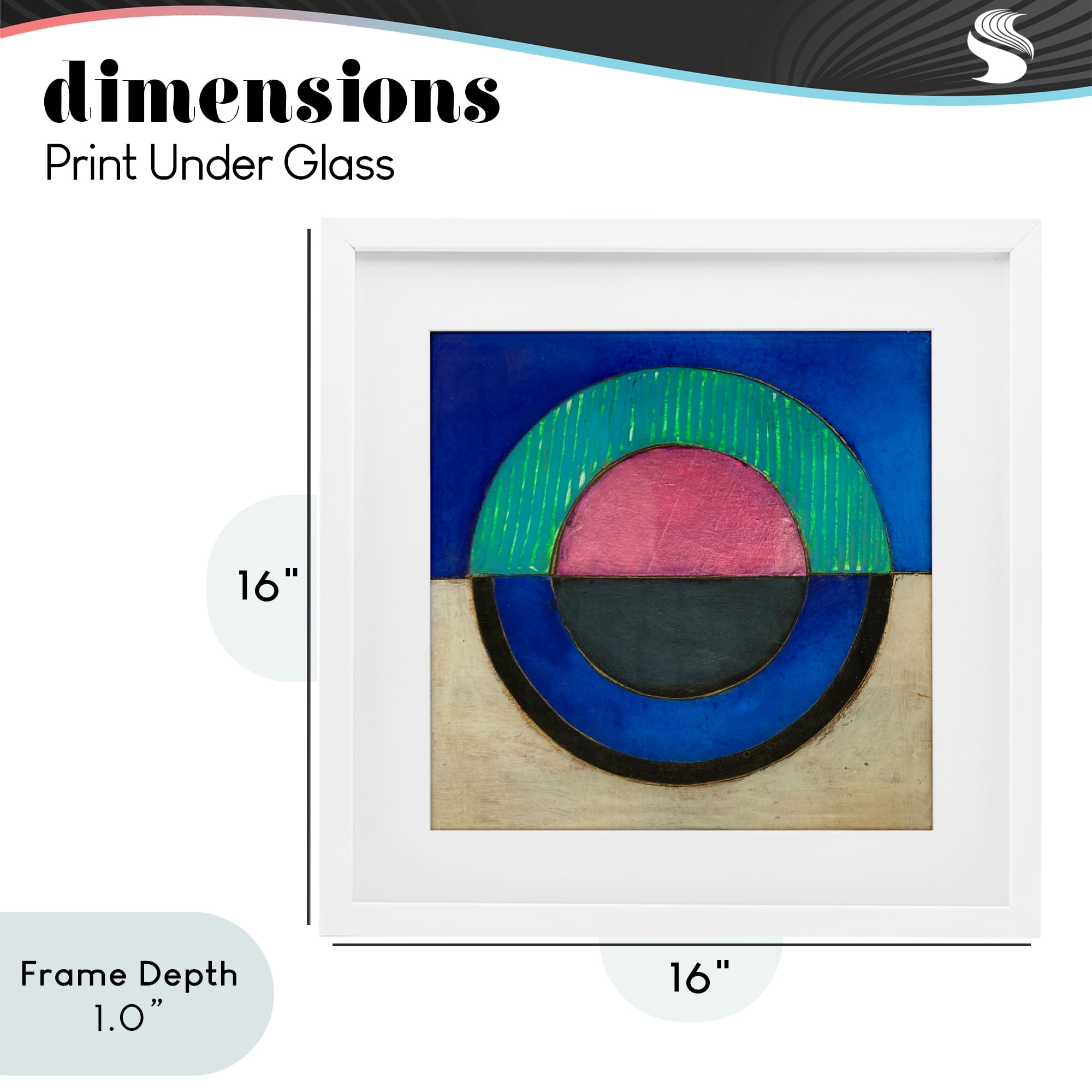 Stupell Industries Blue Toned Distressed Circle White Framed Print Under Glass, design by Matthew Finger