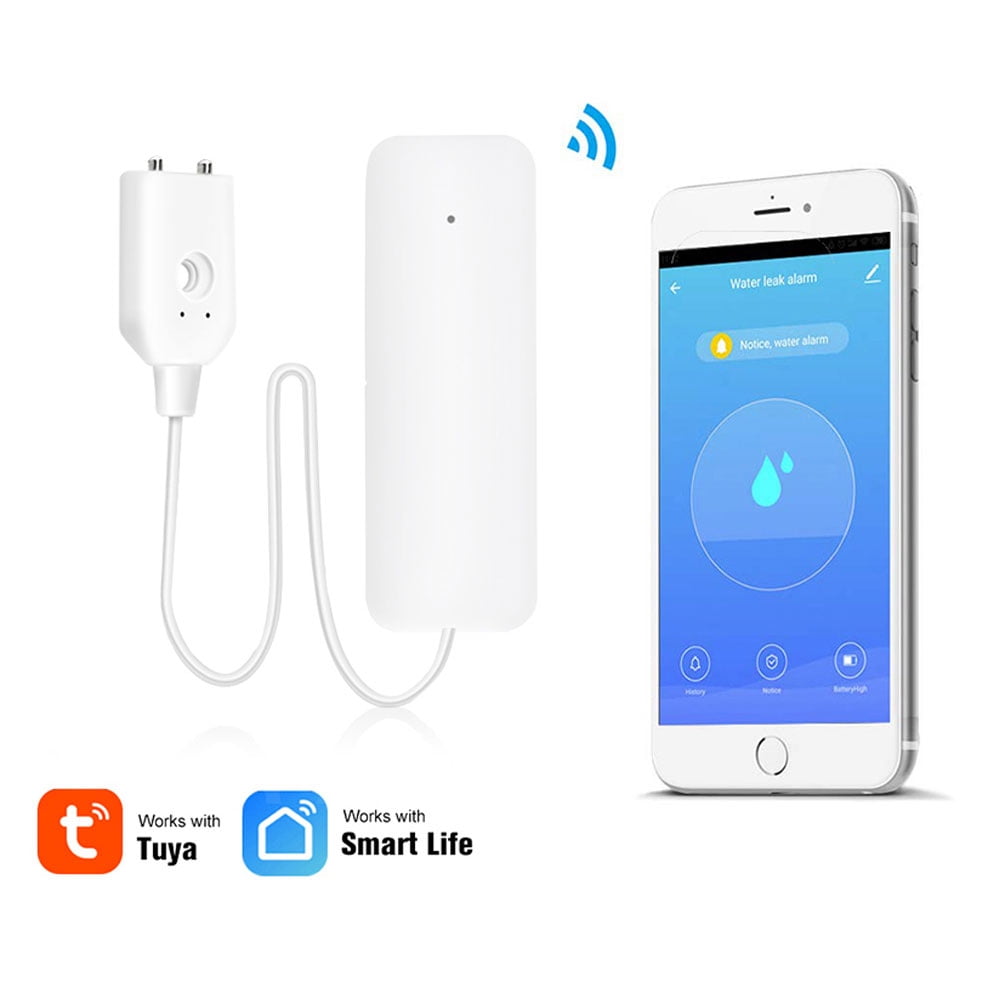 Tuya wifi leak alarm water flood detector smart home alarm overflow and