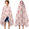 thumbnail image 3 of Cow and Heart Pink Pattern Hooded Bath Towel Wrap for Teens Ages 3 To 12, Soft Lightweight Quick Dry Microfiber Bath Beach Pool, 60"x35", 3 of 6
