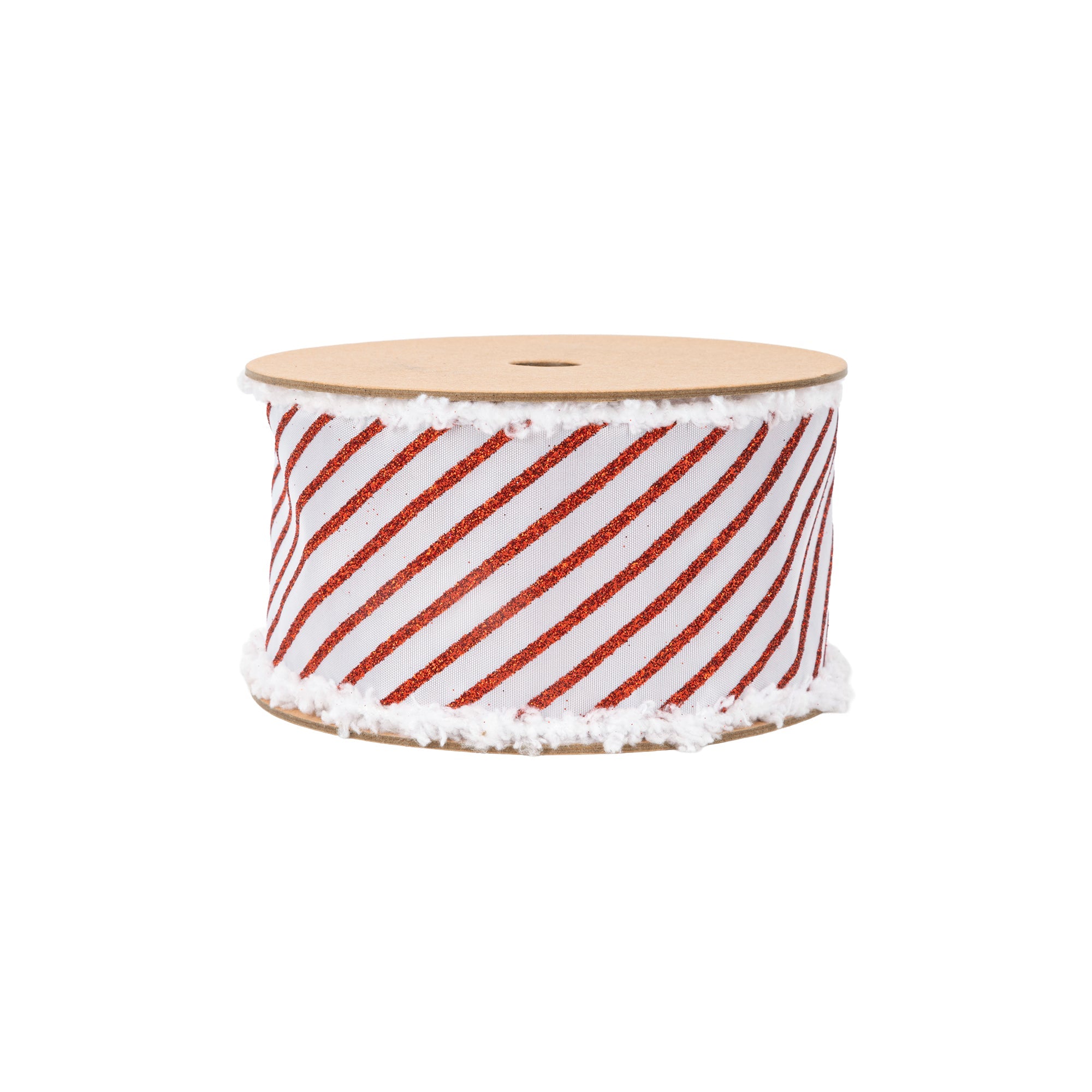 LaRibbons 2 1/2" Wired Satin Ribbon, Metallic Gold Stripe and Fuzzy Edge, 10 Yard Roll