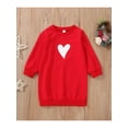thumbnail image 2 of goowrom Robe Décontractée à Manches Longues pour Filles, Motif Cœur Imprimé Col Rond une Pièce, Blanc/rouge, 2 of 8