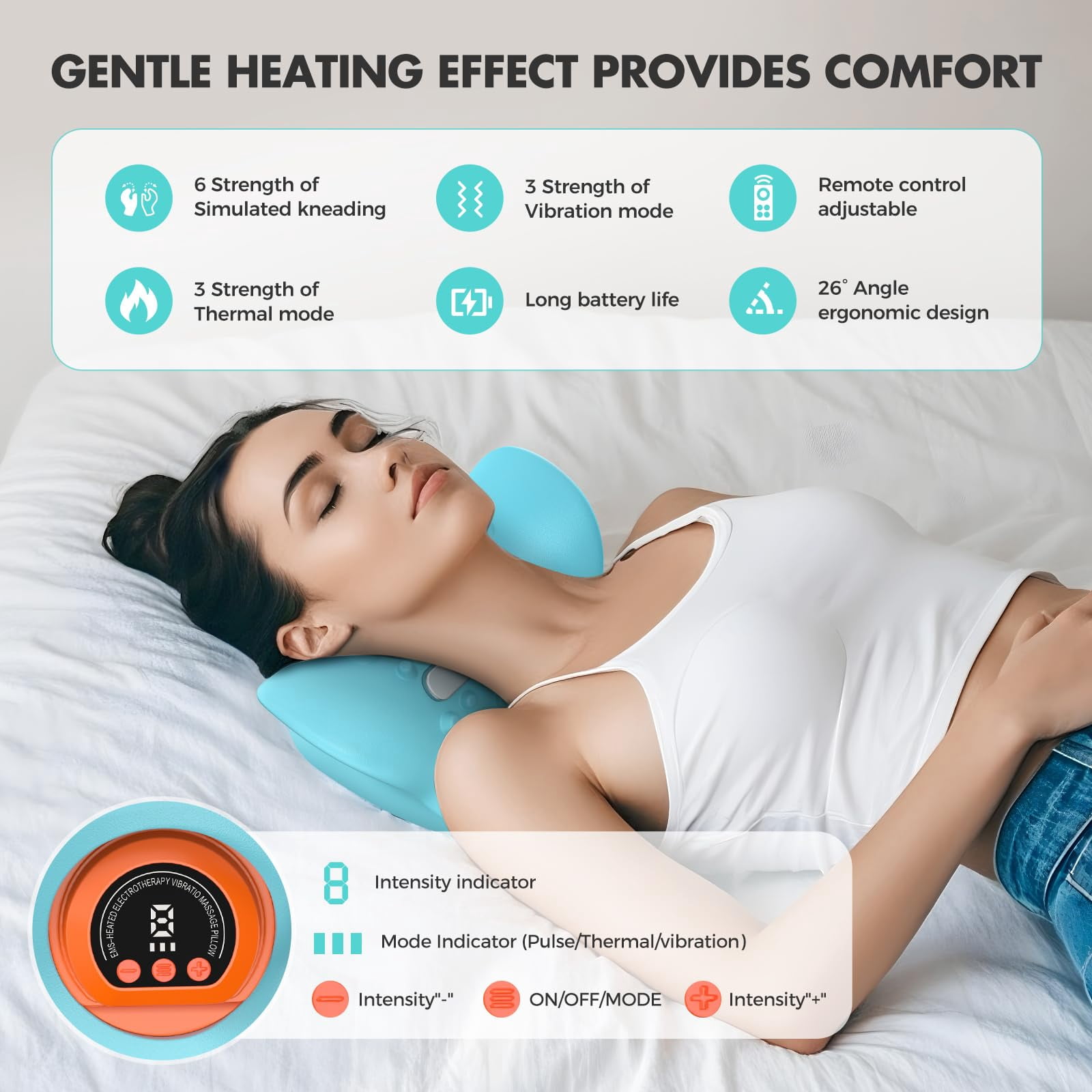Neckline 4-in-1 Massager,Portable Massager with Heat &Comfortable Stretching–Adjustable Intensity for Neck & Shoulder Relaxation at Home, Office