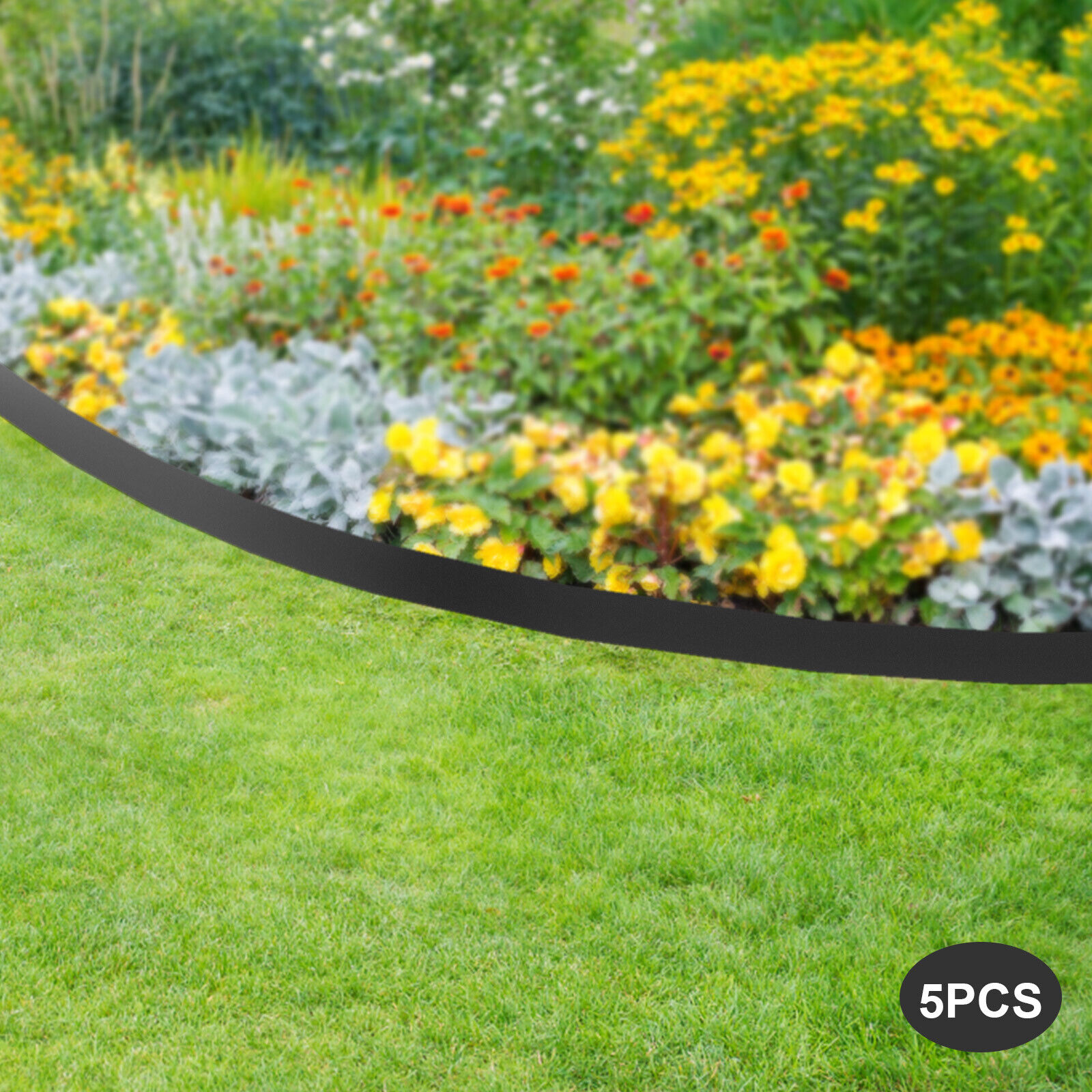 Miumaeov Steel Landscape Edging Borders 5Pcs 3"x39inch Lawn Border Barrier Edging Black