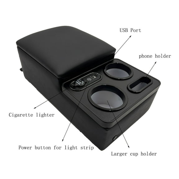 Universal Truck Seat/Bench Organizer with Cup Holders, USB Port,Black