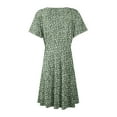 thumbnail image 5 of Lodgix Summer Wrap Dresses for Women 2025 V Neck Knee Length Short Sleeve Dress Casual Short dresses Green 2XL, 5 of 6