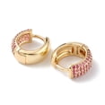 thumbnail image 2 of Cubic Zirconia Hoop Earrings Real 16K Gold Plated Brass Jewelry for Women Medium Violet Red 14.5x6mm Pin: 1mm, 2 of 4