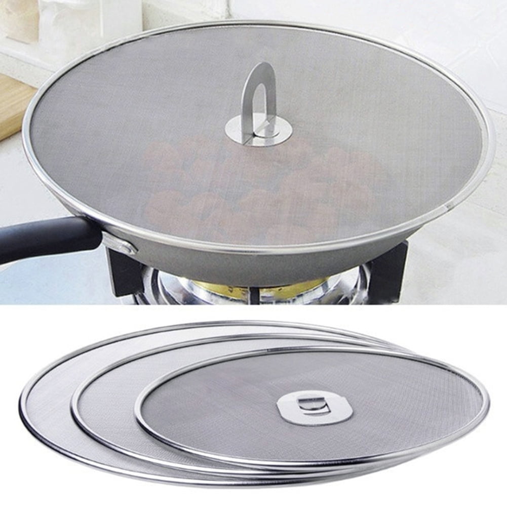 1X stainless steel cover lid oil proofing frying pan splatter screen spill XL 