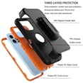 thumbnail image 4 of Ebizware for iphone 14 Pro Phone Case with [Belt Clip Holster] Kickstand Cover Military Grade Drop Protection Shockproof Heavy Duty Defender Case for iphone 14 Pro 6.1" - Black/Orange, 4 of 8
