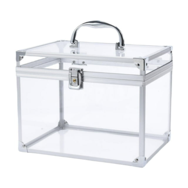 Bunblic Acrylic Makeup Organizer Cosmetic Display Case Elegant Transparent Crown Box Decorative Box Wedding Birthday Gift for Desktop Clear