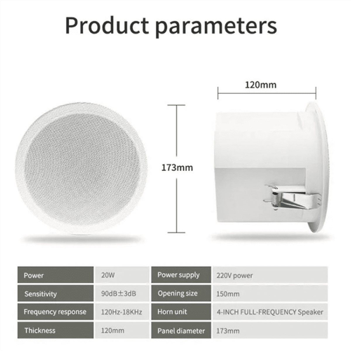 Built-In Amplifier Full Range Bluetoothback Cover Home Theater Background Music Ceiling Speaker(A)