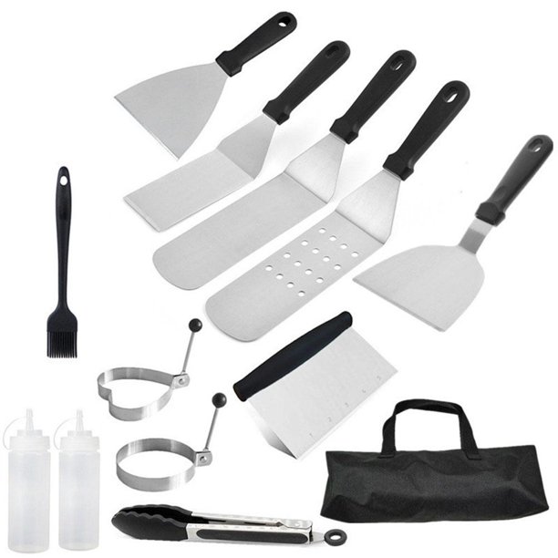 Espátulas De Acero Inoxidable Parrilla De Barbacoa Profesional Y Juego De Herramientas De Espátulas Para Plancha Yuarrent OD012663-00