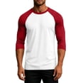 thumbnail image 2 of Men Casual Shirts Classic Raglan Basic Soft Cotton 3/4 Long Sleeve Sports Baseball Jerseys T Shirts fashion comfort Loose top Red XL, 2 of 6