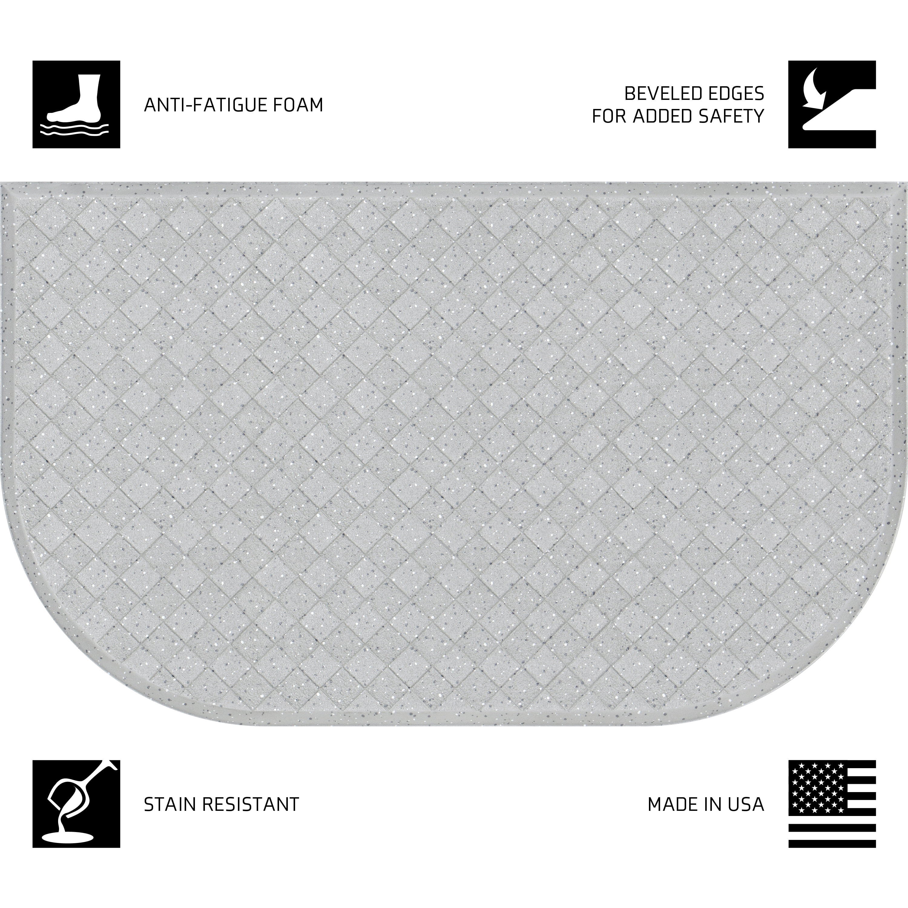 Mainstays Comfort Mate Kitchen Mat, Anti-Fatigue, D Shape, Soft Silver, 18 in x 30 in