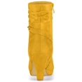 thumbnail image 2 of BLISSFUL STEP Women's Ankle Boots Faux Suede Round Toe Block Heel Side Zipper Dress Boots Yellow 6, 2 of 7