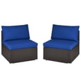 thumbnail image 3 of Patiojoy 2-Piece Outdoor Wicker Rattan Sectional Armless Sofa Chair w/ Blue Cushions, 3 of 5