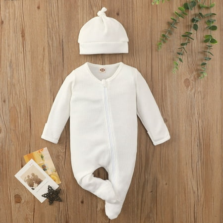 

Hunpta Toddler Infant Boys Girls Autumn Winter Long Sleeve Solid Colour Footed Jumpsuit Romper